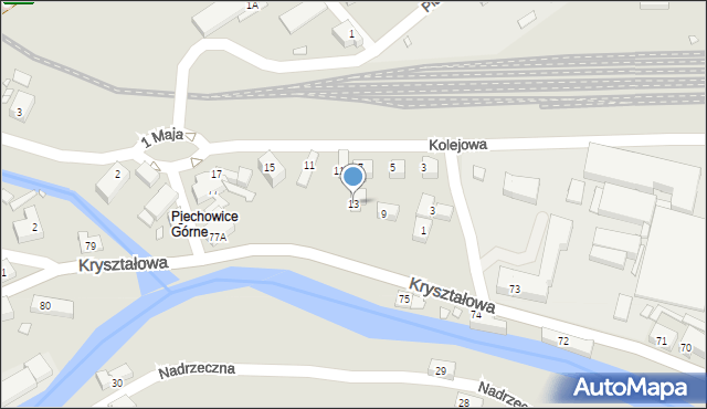 Piechowice, Kolejowa, 13, mapa Piechowice