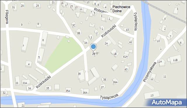 Piechowice, Kościuszki Tadeusza, gen., 2B, mapa Piechowice