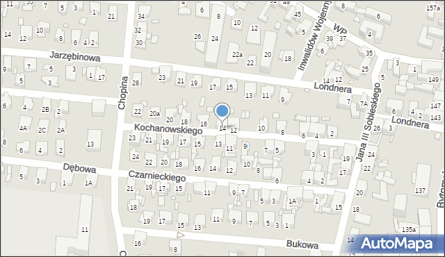 Piekary Śląskie, Kochanowskiego Jana, 14, mapa Piekary Śląskie