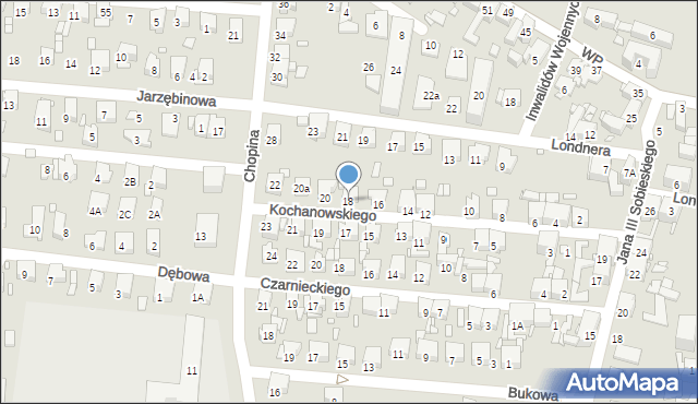 Piekary Śląskie, Kochanowskiego Jana, 18, mapa Piekary Śląskie
