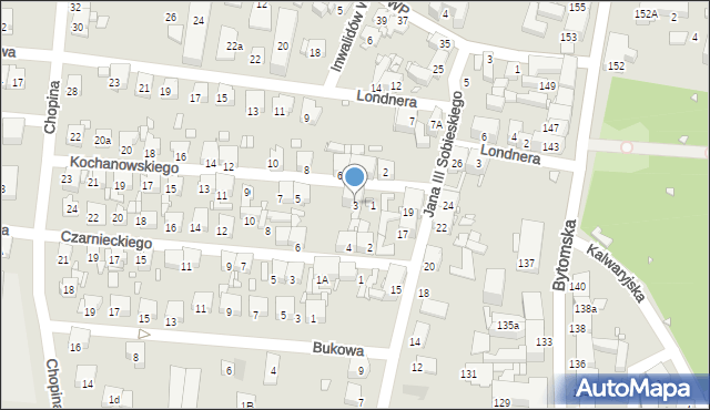 Piekary Śląskie, Kochanowskiego Jana, 3, mapa Piekary Śląskie