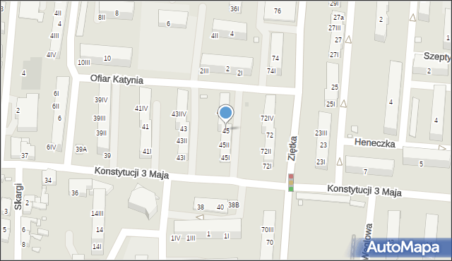 Piekary Śląskie, Konstytucji 3 Maja, 45, mapa Piekary Śląskie
