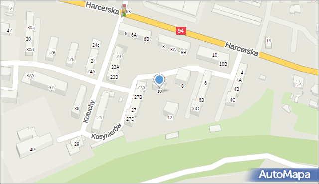 Piekary Śląskie, Kosynierów, 10, mapa Piekary Śląskie