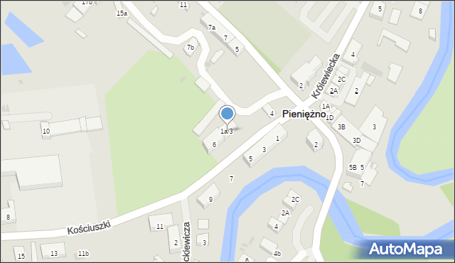 Pieniężno, Kościuszki Tadeusza, gen., 1a/3, mapa Pieniężno