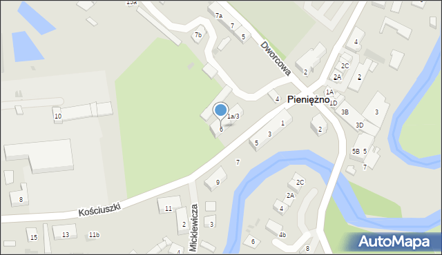 Pieniężno, Kościuszki Tadeusza, gen., 6B, mapa Pieniężno