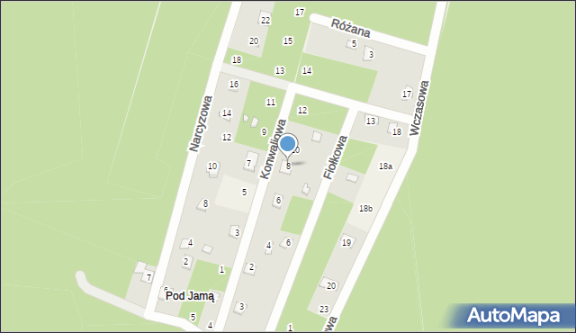 Pietrzaki, Konwaliowa, 8, mapa Pietrzaki