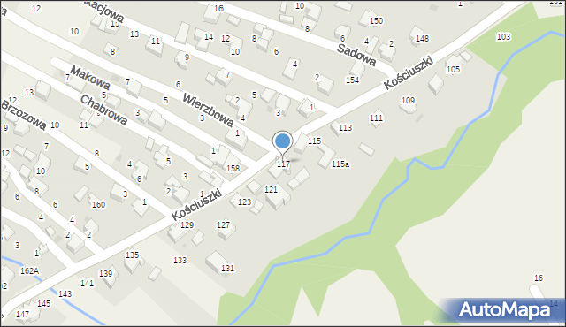 Pietrzykowice, Kościuszki Tadeusza, gen., 117, mapa Pietrzykowice