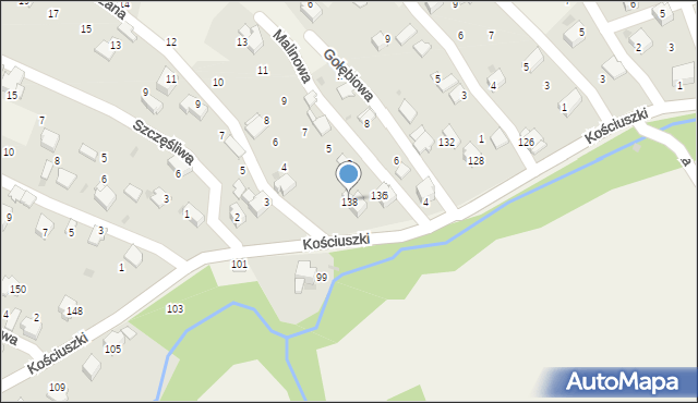 Pietrzykowice, Kościuszki Tadeusza, gen., 138, mapa Pietrzykowice