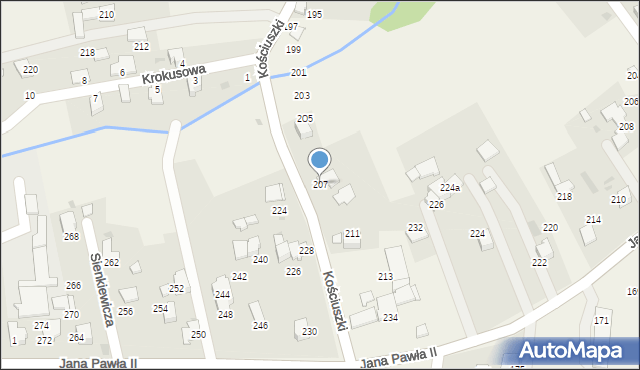 Pietrzykowice, Kościuszki Tadeusza, gen., 207, mapa Pietrzykowice