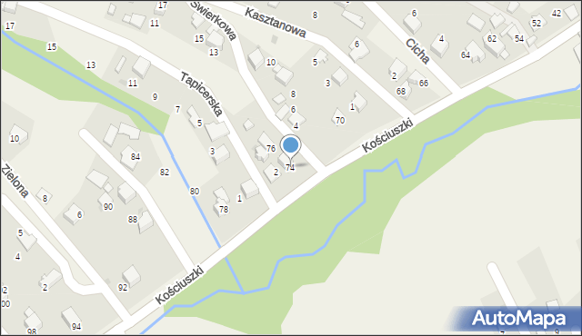 Pietrzykowice, Kościuszki Tadeusza, gen., 74, mapa Pietrzykowice