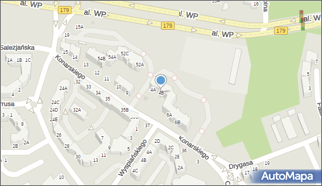 Piła, Konarskiego, 4B, mapa Piły