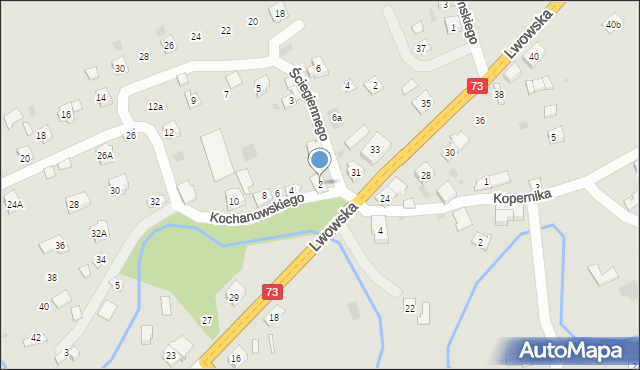 Pilzno, Kochanowskiego Jana, 2, mapa Pilzno