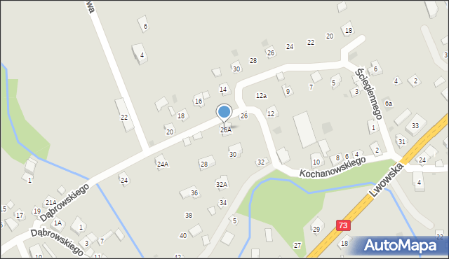 Pilzno, Kochanowskiego Jana, 26A, mapa Pilzno