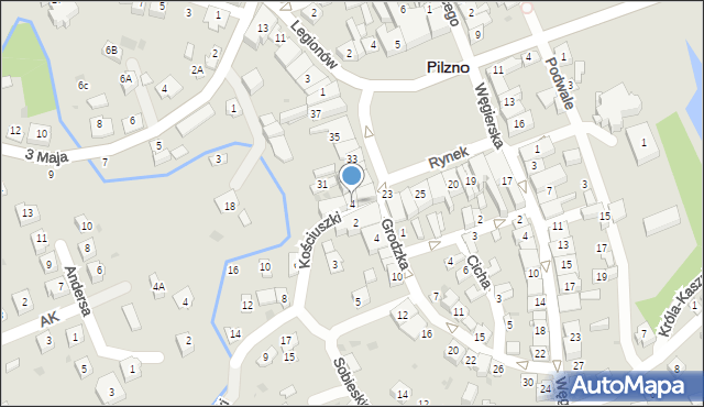 Pilzno, Kościuszki Tadeusza, gen., 4, mapa Pilzno
