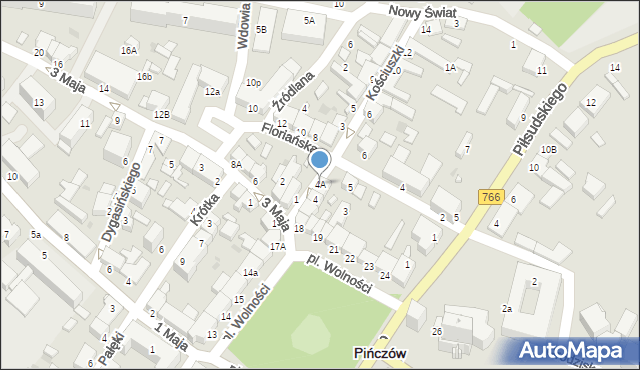 Pińczów, Kościuszki Tadeusza, gen., 4A, mapa Pińczów