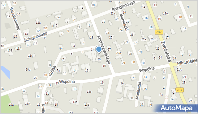 Pionki, Kochanowskiego Jana, 20a, mapa Pionki