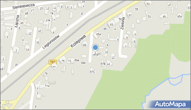 Pionki, Kolejowa, 67A, mapa Pionki