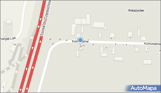 Piotrków Trybunalski, Komunalna, 15, mapa Piotrków Trybunalski