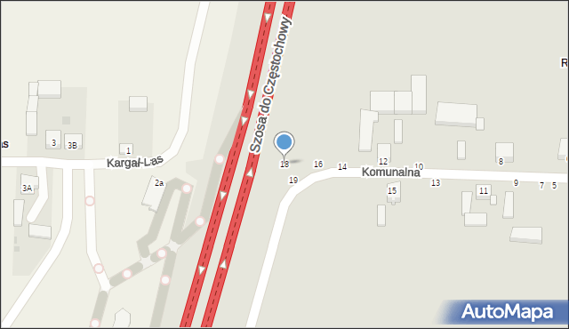 Piotrków Trybunalski, Komunalna, 18, mapa Piotrków Trybunalski