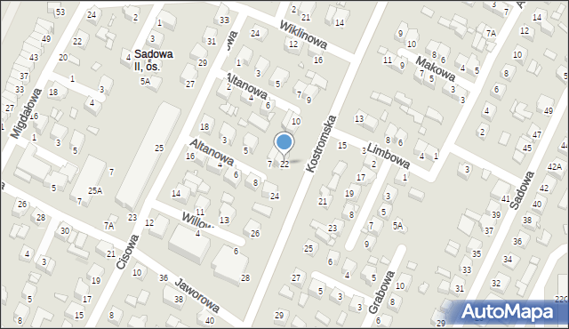 Piotrków Trybunalski, Kostromska, 22, mapa Piotrków Trybunalski