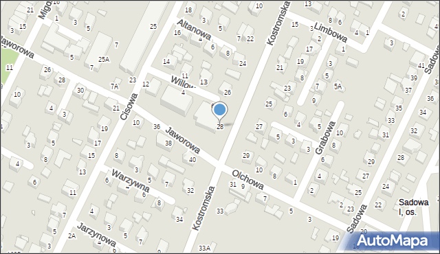 Piotrków Trybunalski, Kostromska, 28, mapa Piotrków Trybunalski