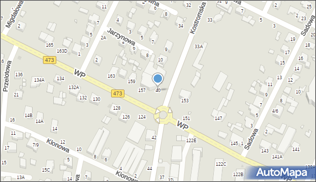 Piotrków Trybunalski, Kostromska, 40, mapa Piotrków Trybunalski