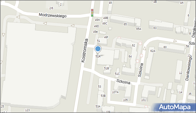 Piotrków Trybunalski, Kostromska, 51A, mapa Piotrków Trybunalski