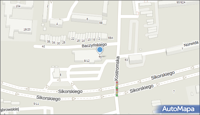 Piotrków Trybunalski, Kostromska, 70, mapa Piotrków Trybunalski