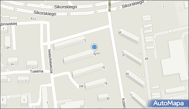 Piotrków Trybunalski, Kostromska, 74, mapa Piotrków Trybunalski