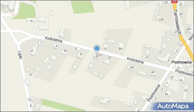 Piotrkowice, Kościelna, 12, mapa Piotrkowice