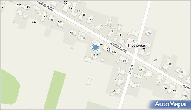 Piotrówka, Kościuszki Tadeusza, gen., 62b, mapa Piotrówka