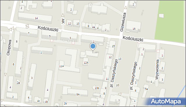 Pisz, Kościuszki Tadeusza, gen., 1a, mapa Pisz