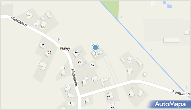 Pławy, Kombatantów, 1B, mapa Pławy