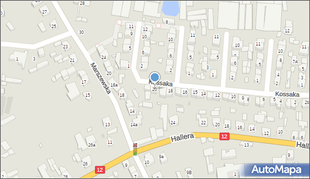 Pleszew, Kossaka, 20, mapa Pleszew