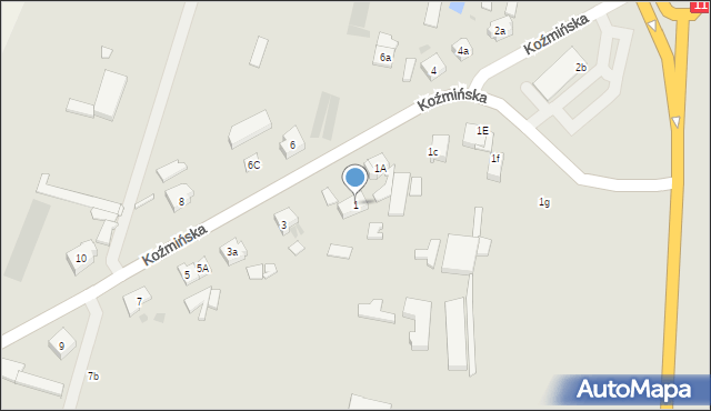 Pleszew, Koźmińska, 1, mapa Pleszew