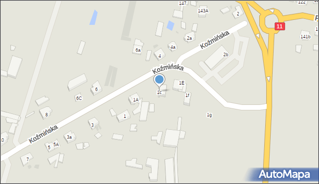 Pleszew, Koźmińska, 1c, mapa Pleszew