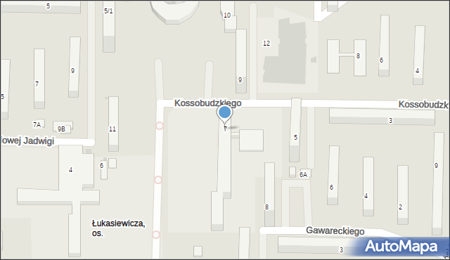 Płock, Kossobudzkiego Szymona, 7, mapa Płock