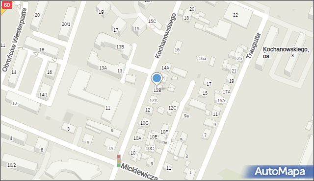 Płock, Kochanowskiego Jana, 12B, mapa Płock