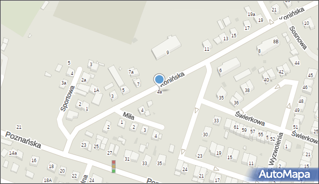 Pniewy, Konińska, 4a, mapa Pniewy