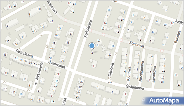 Pniewy, Kościerska, 4, mapa Pniewy