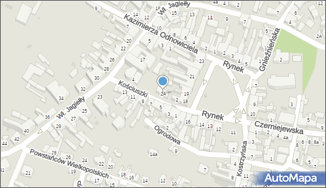 Pobiedziska, Kościuszki Tadeusza, gen., 2A, mapa Pobiedziska