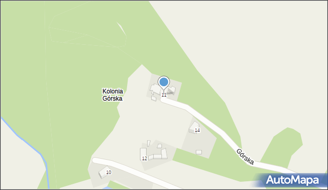 Podbrzezie Dolne, Kolonia Górska, 11, mapa Podbrzezie Dolne