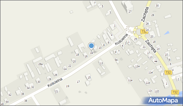 Podgajek, Kościelna, 14, mapa Podgajek