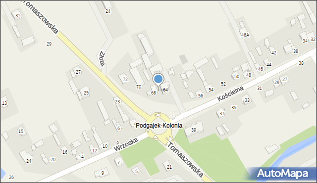 Podgajek, Kościelna, 66, mapa Podgajek