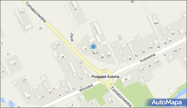 Podgajek, Kościelna, 70, mapa Podgajek