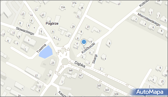 Pogórze, Kościuszki Tadeusza, gen., 3, mapa Pogórze