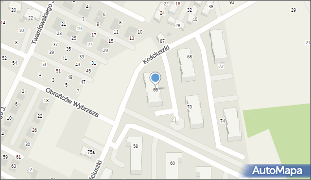 Pogórze, Kościuszki Tadeusza, gen., 66, mapa Pogórze