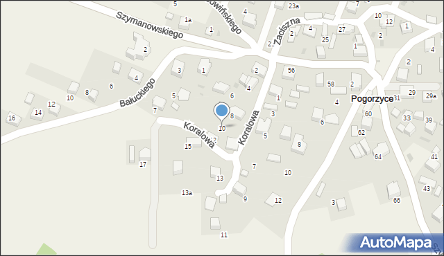 Pogorzyce, Koralowa, 10, mapa Pogorzyce