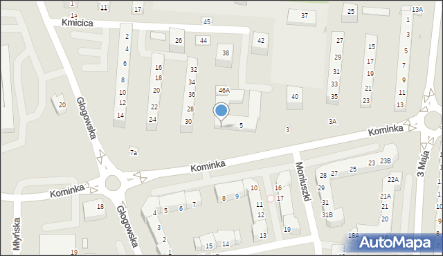 Polkowice, Kominka Bolesława, kard., 5d, mapa Polkowice