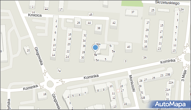 Polkowice, Kominka Bolesława, kard., 5e, mapa Polkowice